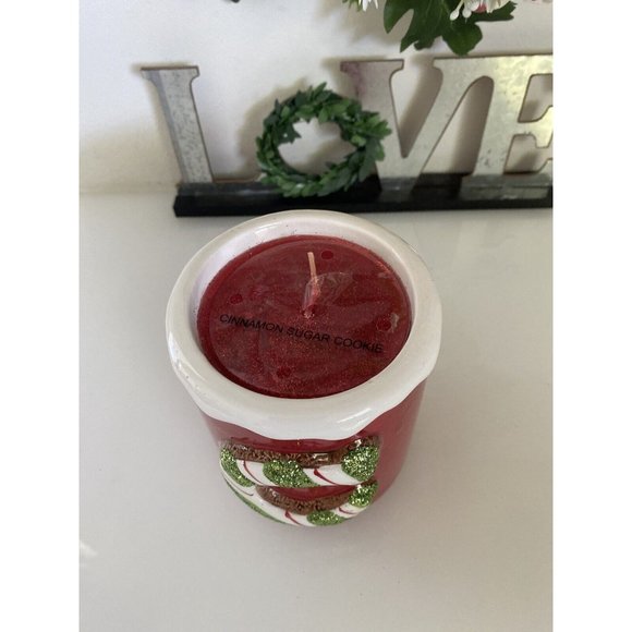 Kohls Vintage Christmas Candle‎ With Big Candy Cane "C" Red w Green Glitter NWT - Picture 3 of 16